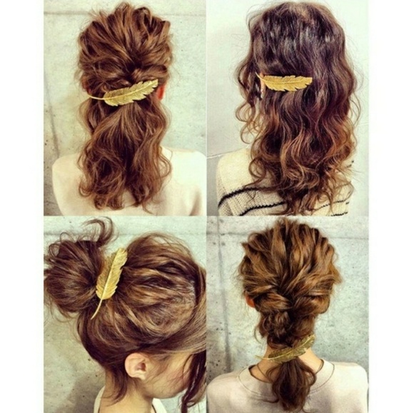 HP๐ธ Bronze Leaf Feather Hair Clip - Picture 3 of 3